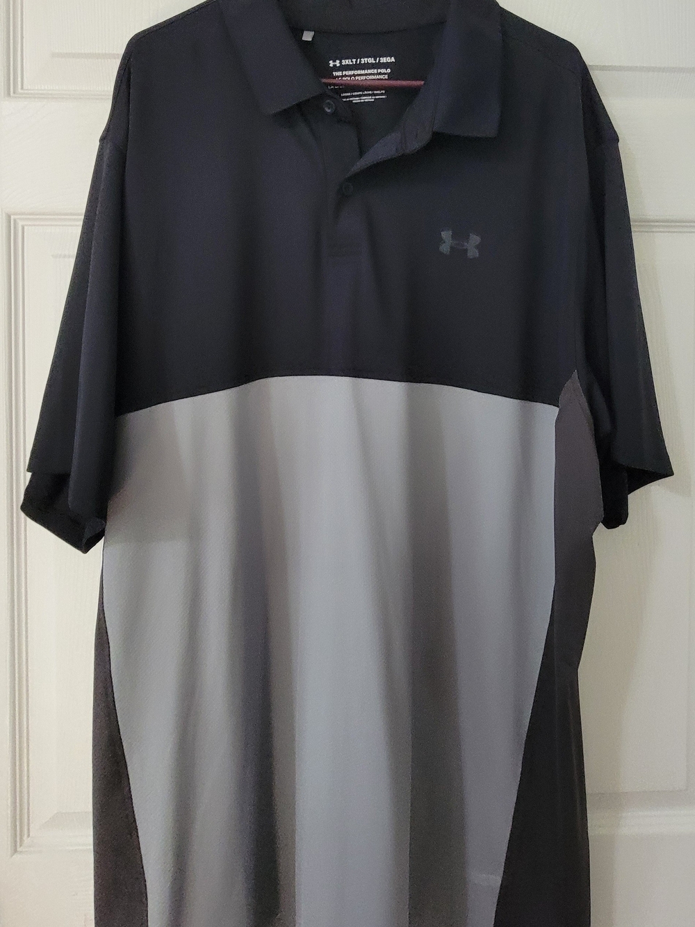 Under Armour Men's Black and Gray Colorblock Performance Polo